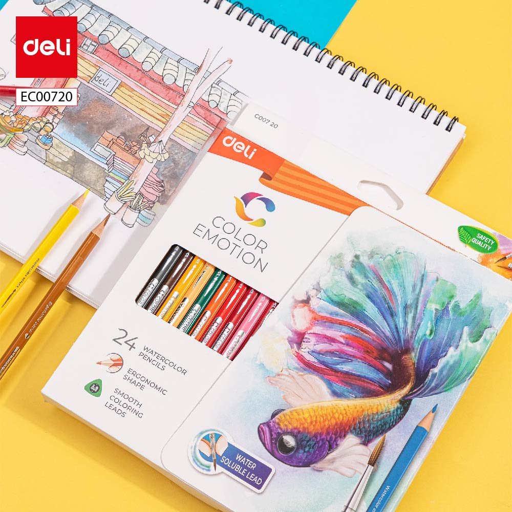 EC00720-3 ديلي أقلام تلوين خشب مائي طويل - 24 لون - EC00720